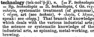 Entry for the word technology in the Century Dictionary (1902)